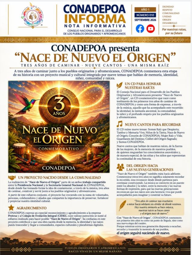 CONADEPOA presenta “Nace de Nuevo el Origen”